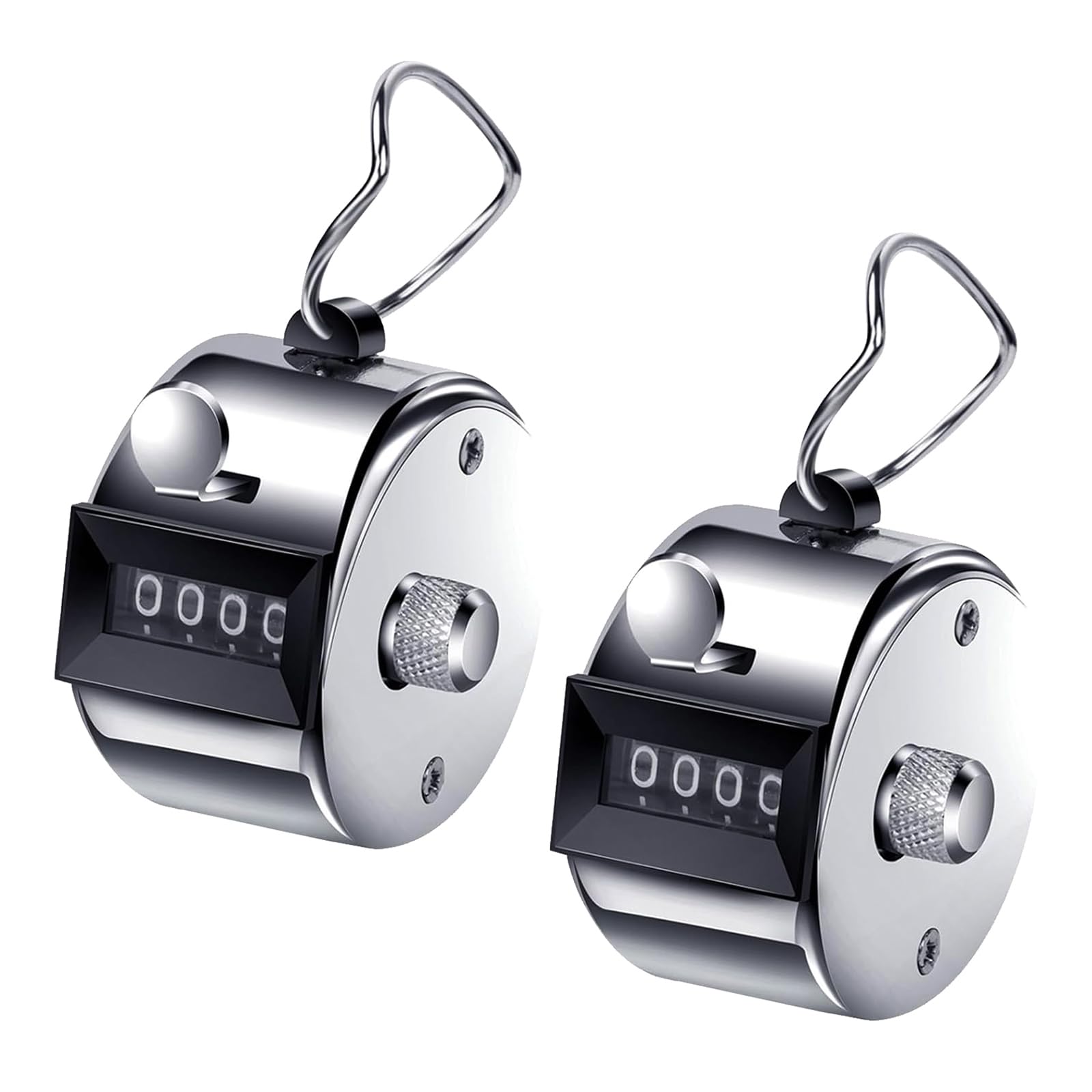Contatore Manuale Clicker In Metallo A 4 Cifre - Argento Con Anello, Per Allenatori, Casinò, Conteggio - 2