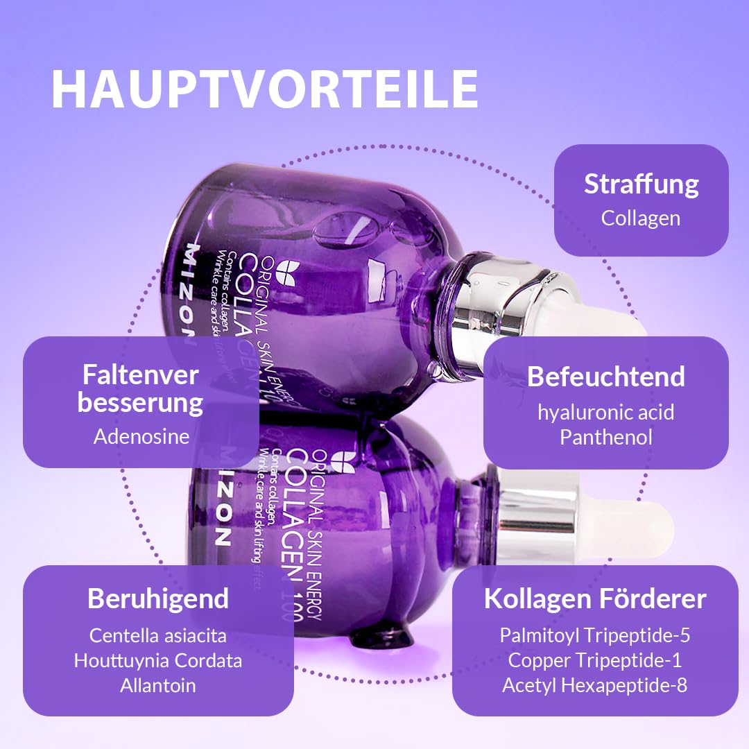 [MIZON] COLLAGEN 100 (30 ml) Koreanische Hautpflege – Straffendes Kollagenserum mit Adenosin & Peptiden – Anti-Aging Pflege für empfindliche Haut – Feuchtigkeitszufuhr – Natürliche Inhaltsstoffe
