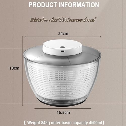 Miniatura 7 de JCAKES Hilandero de lechuga Spinners de ensalada Deshidratador de verduras eléctrico de limpieza rápida Secador de frutas y verduras Separación seca