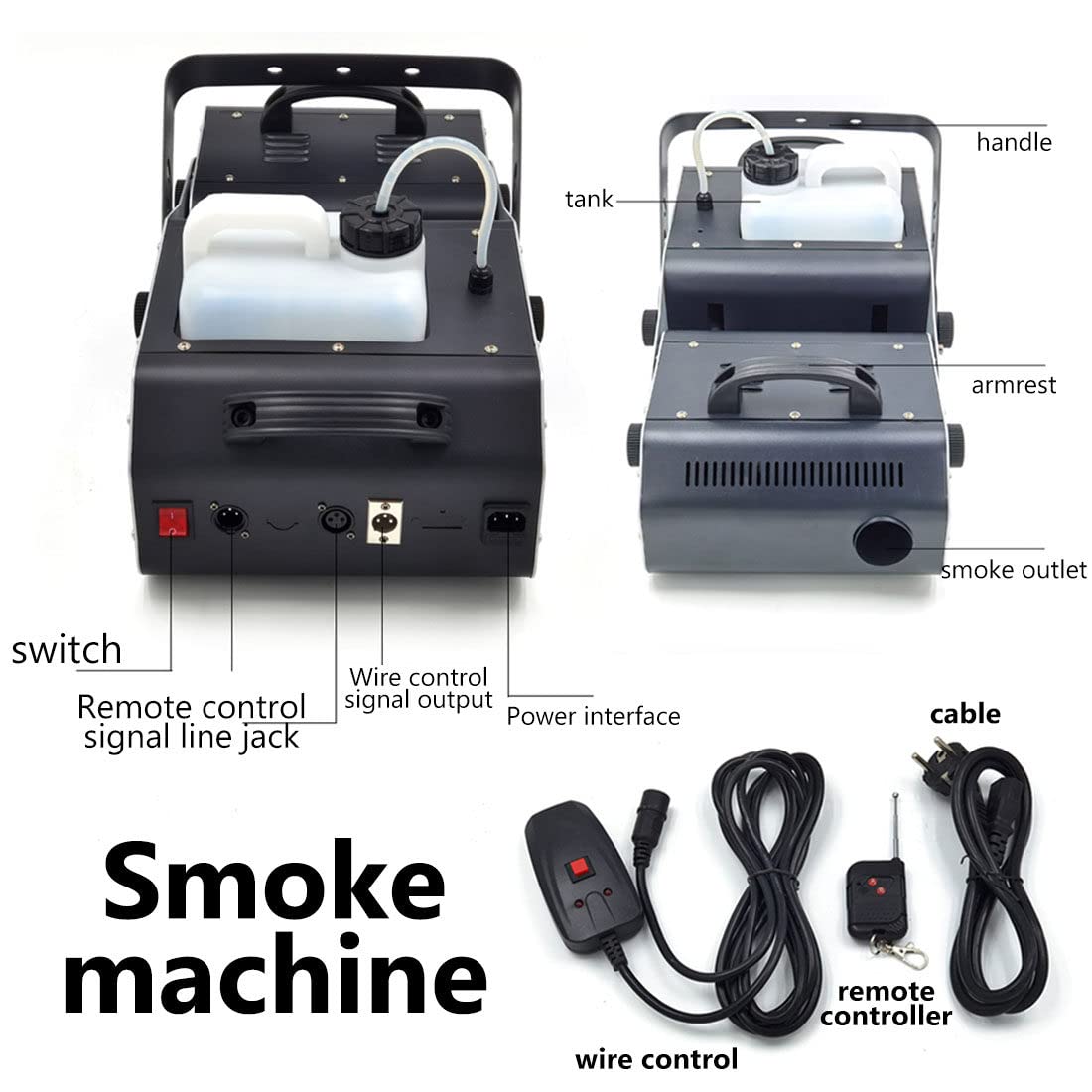 Macchina del Fumo da 3000W 3L con Serbatoio Regolabile ad Angolo Regolabile per Discoteca, Dj, Feste, Palcoscenici, Matrimoni