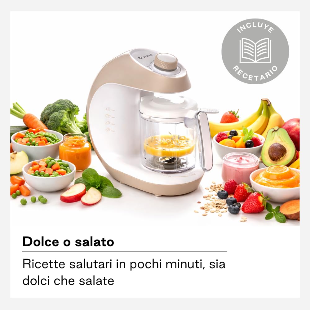 Jané Chefkiss 7 in 1 Multifunzione Robot da Cucina per Bebè Vapore Scongela Riscalda Sterilizza Pulizia Automatica