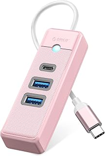ORICO 4-Port USB HUB 3.0, USB Splitter for Laptop with 0.49ft Cable, Multi USB Port Expander, Fast Data Transfer Compatible with Mac OS 10.X and Above, Linux, Android (PWC2U-C3-015-PK)