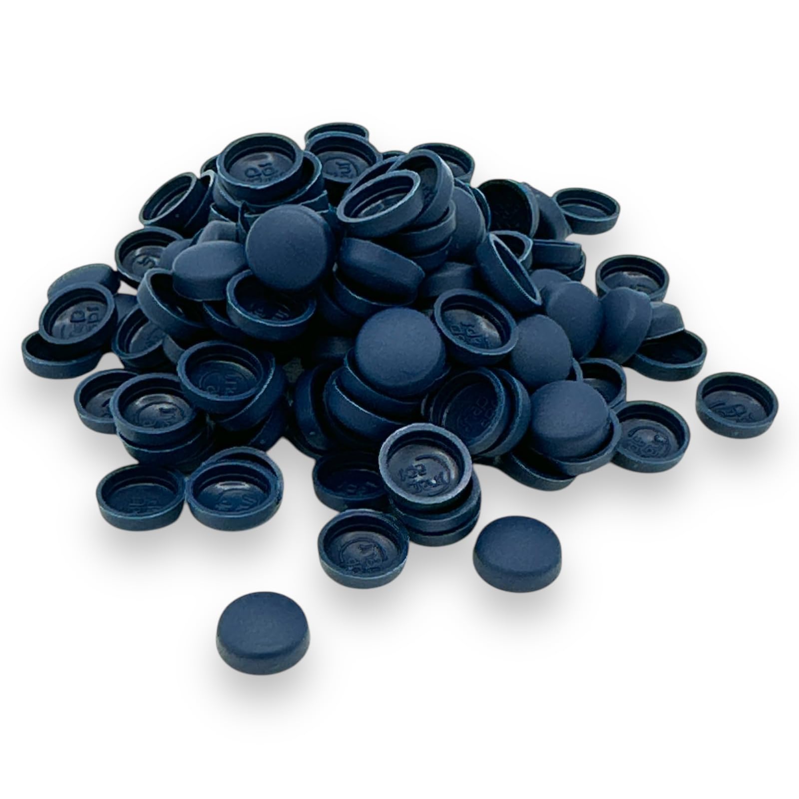 Navy Blue Dome Screw Snap Cover Caps, Plastic Cap Screws Two-Piece Matt 6/8g - Pack of 100