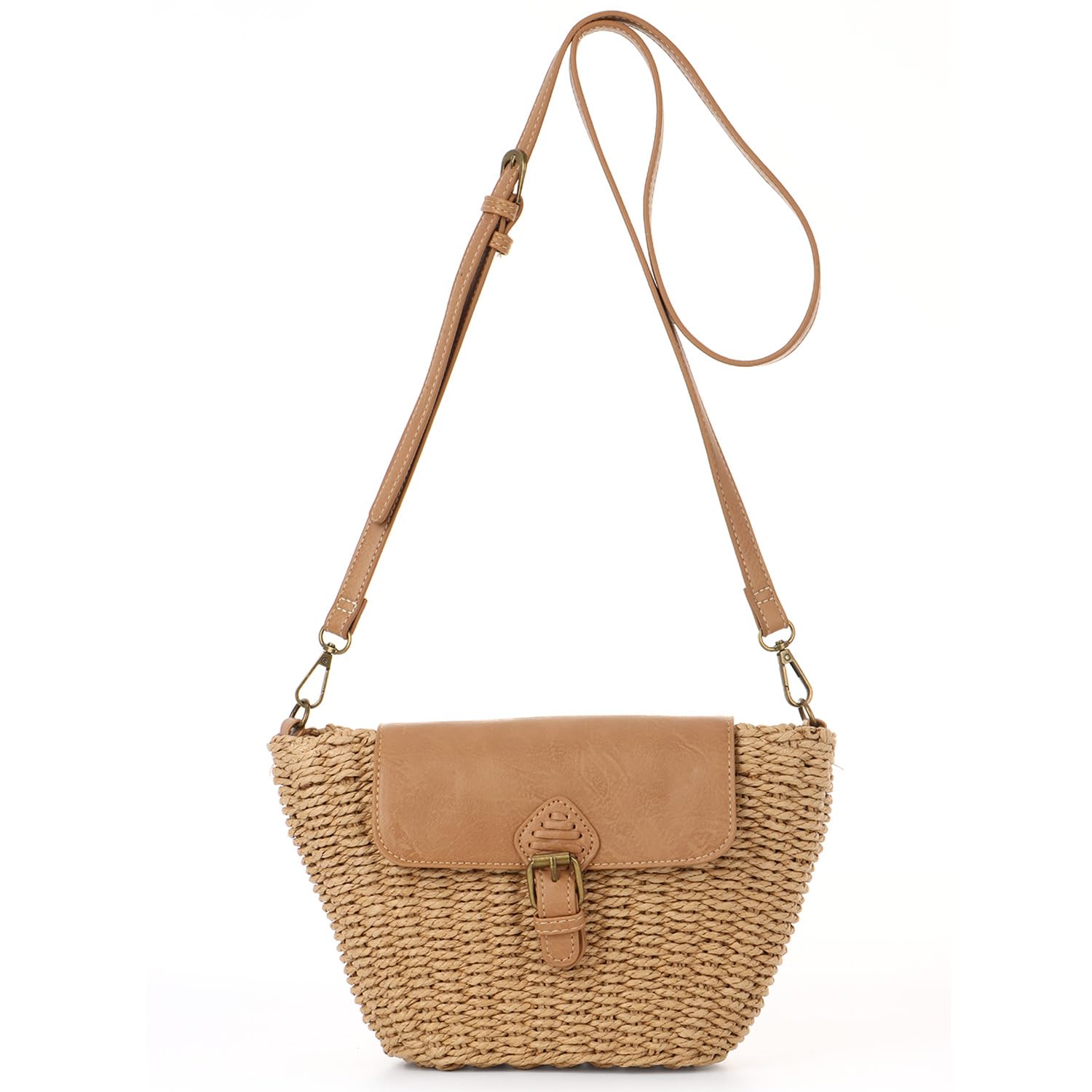 EVEOUT Stroh Clutch Damen Boho-Stil Umhängetasche in Teigtas