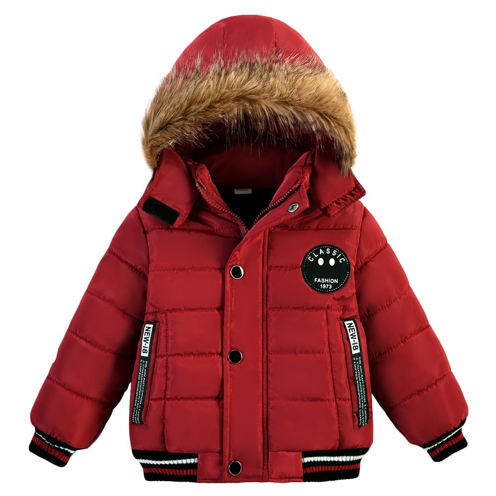 AMIYANToddler Boys Down Jacket Fur Collar Hood Thick Warm Winter Snowsuit Coat Parka