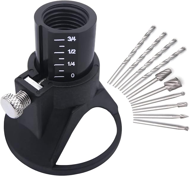 Rotary Multi Tool Cutting Guide Attachment Kit HSS Router Drill Bit Dremel Rotary Multi Tool Cutting Guide Attachment Kit Controlled Cutting - 11 Set