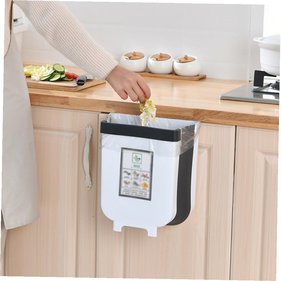 Caneca de basura rectangular plegable para puerta de gabinete blanco miniatura 3