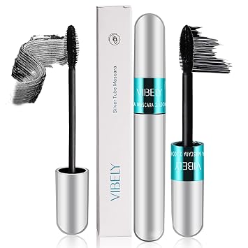 Vibely 5 x أطول للماء 2 في 1 4 D ماسكارا من ألياف الحرير لاش، قابل للغسل، ماسكارا سوداء طويلة الأمد للإطالة الطبيعية والسماكة 1 حزمة