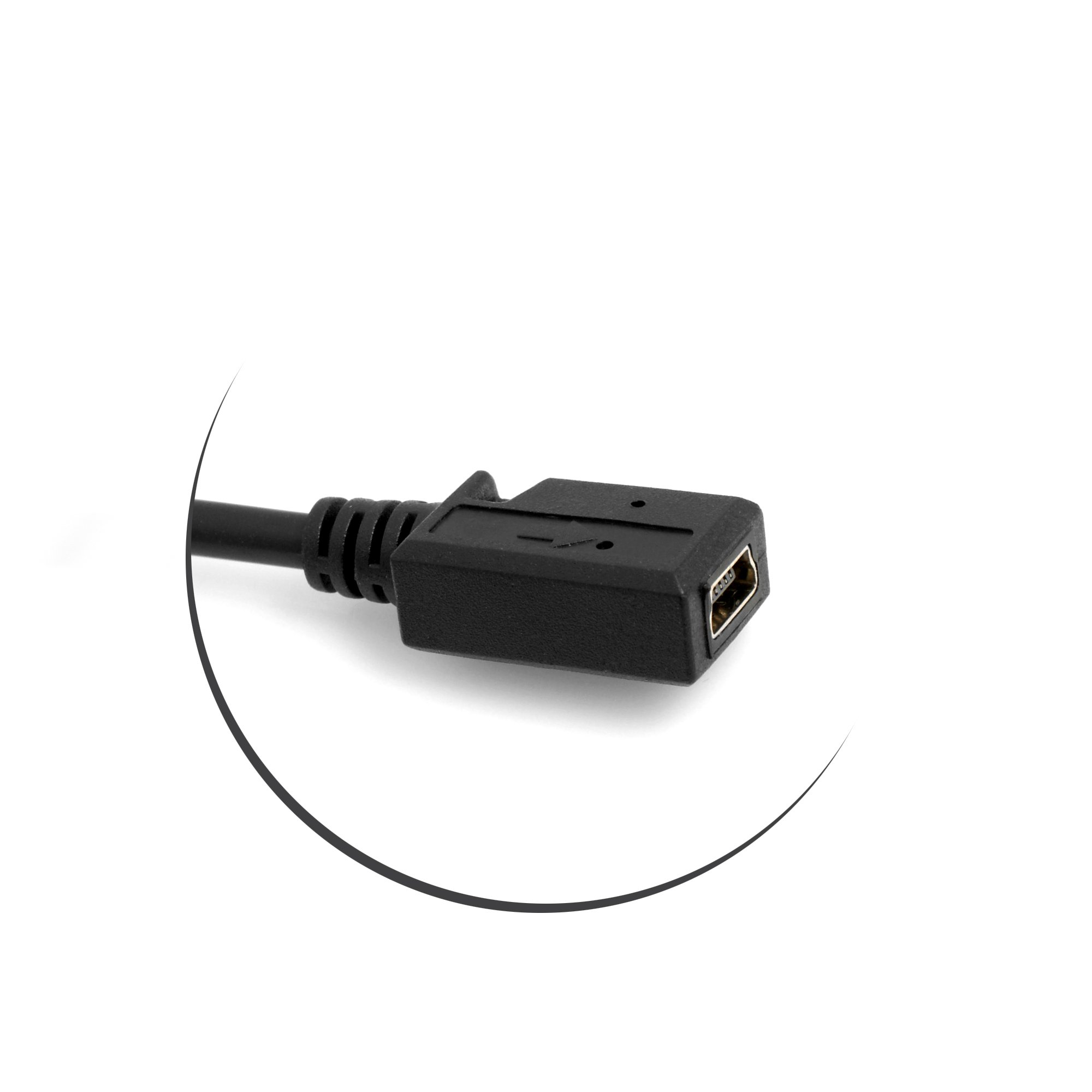 SYSTEM-S Cavo Adattatore Mini USB Angolare 90° Maschio A Femmina – 27 Cm, Direzione Verso L'Alto, Per Collegamenti Salvaspazio
