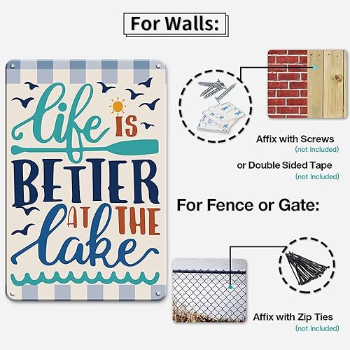 Miniatura 3 de Letreros de metal retro para decoración de casa de Lake Beach  Life Is Better At The Lake & Lake Life Cuz Beaches Be Salty 2 piezas  Decoración de