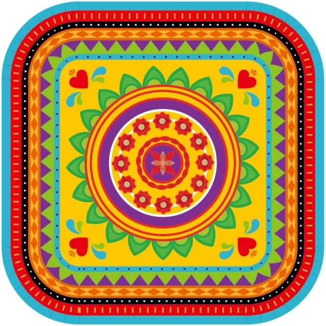 Miniatura 8 de Juego de vajilla para fiesta de cumpleaños mexicana sirve 24 platos de papel desechables de 7 pulgadas, platos de papel de 9 pulgadas, servilletas,