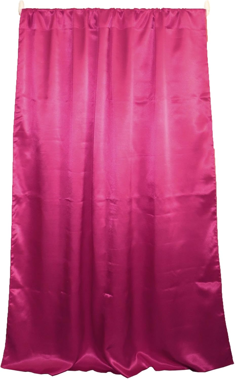 lovemyfabric Shiny Satin Solid Single Curtain Panel Window Drapery Home Decoration Photography Backdrop Convention Booth Background Bedroom Kitchen Window Treatment (63" Tall, Hot Pink)