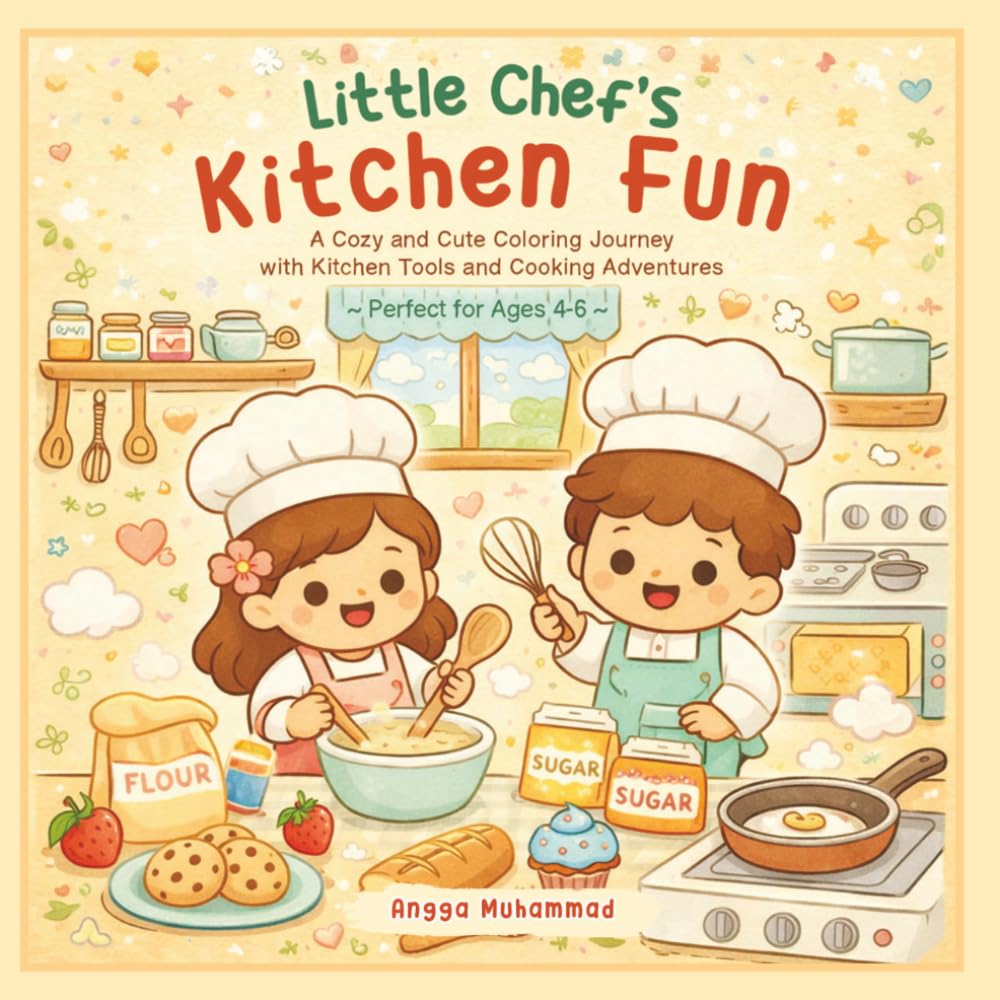Little Chef’s Kitchen Fun: A Cozy and Cute Coloring Journey with Kitchen Tools and Cooking Adventures — Perfect for Ages 4–6