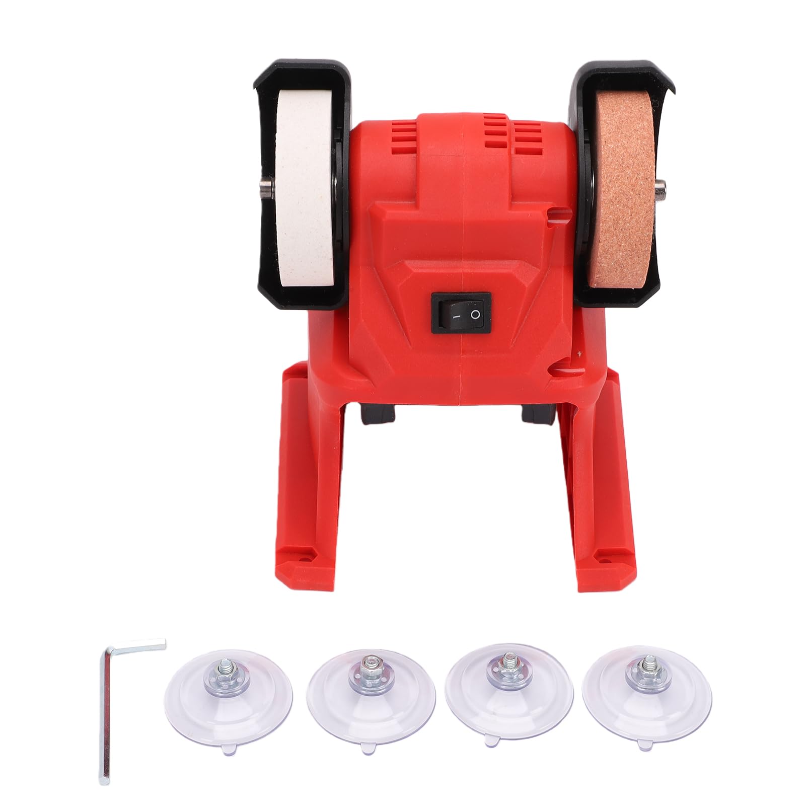 Asixxsix Mini Amoladora de Banco, Lijadora Pulidora Inalámbrica con Batería de 5500 RPM y 18 V con Ruedas de Corindón Fino y Grueso Cubierta Protectora de Metal para Eliminar óxid