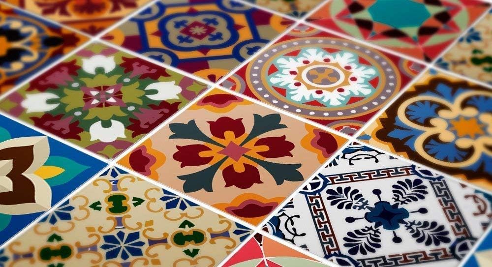 Tiles Stickers Decals Packs with 48 Tiles (7.9 x 7.9 inches, Wall Art Decor