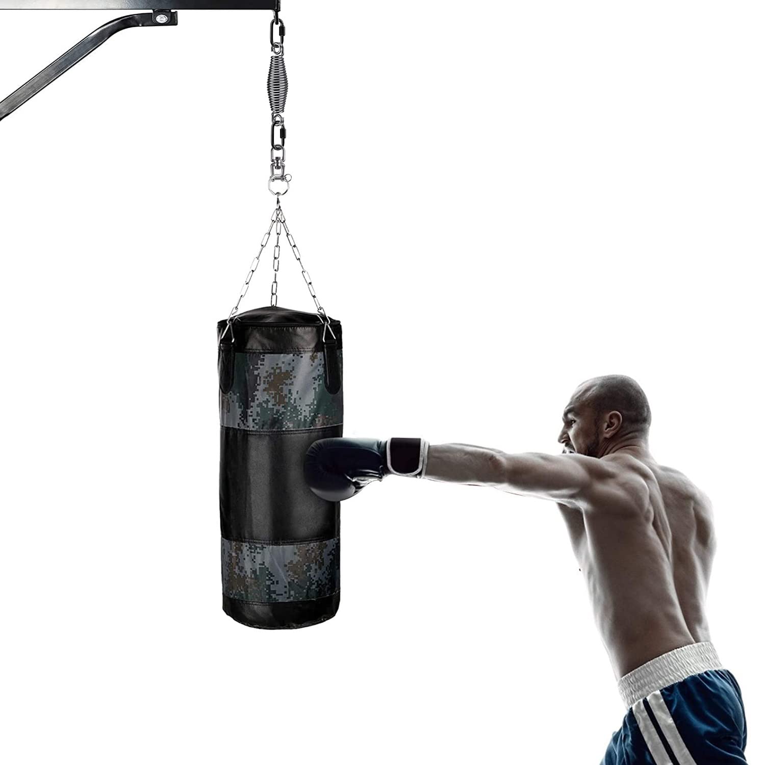 SELEWARE Molla per Sacco Pesante, Kit per Appendere Il Sacco da Boxe con Girella e 2 Moschettoni, Accessorio per Appendere Il Sacco da Boxe con Rotazione a 360 Gradi