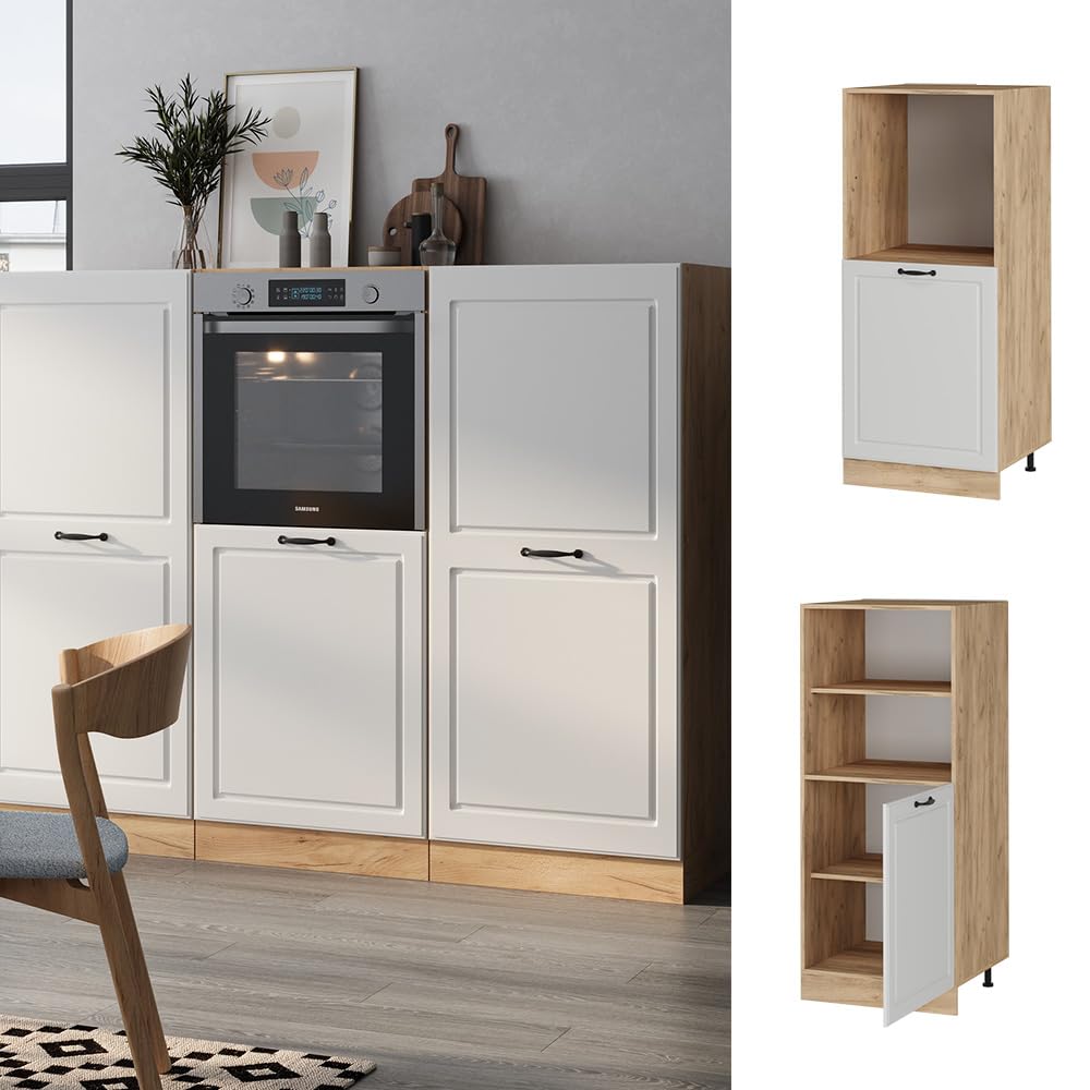 Vicco Herdumbauschrank R-Line, Weiß Landhaus, 60 cm, zur freien Kombination innerhalb modularer Küchensysteme | zur freien Kombination innerhalb modularer Küchensysteme