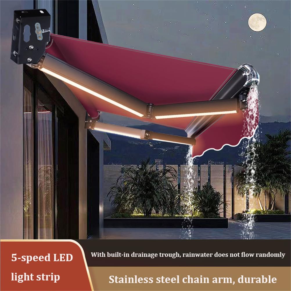 Tenda da Sole elettrica Retrattile per Patio, Tenda Parasole Finestra e Porta con Luce LED, qualità Commerciale, Completamente assemblata e motorizzata, tettoia per terrazza e Balcone,3x2m