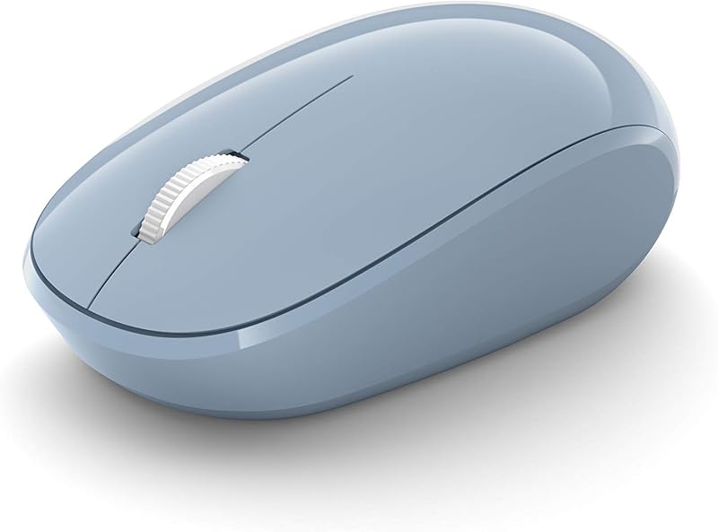 Ratón Bluetooth de Microsoft - Azul pastel. Diseño cómodo, uso con mano derecha/izquierda, rueda de desplazamiento de 4 direcciones, ratón inalámbrico Bluetooth para PC/portátil/escritorio, funciona con computadoras Mac/Windows