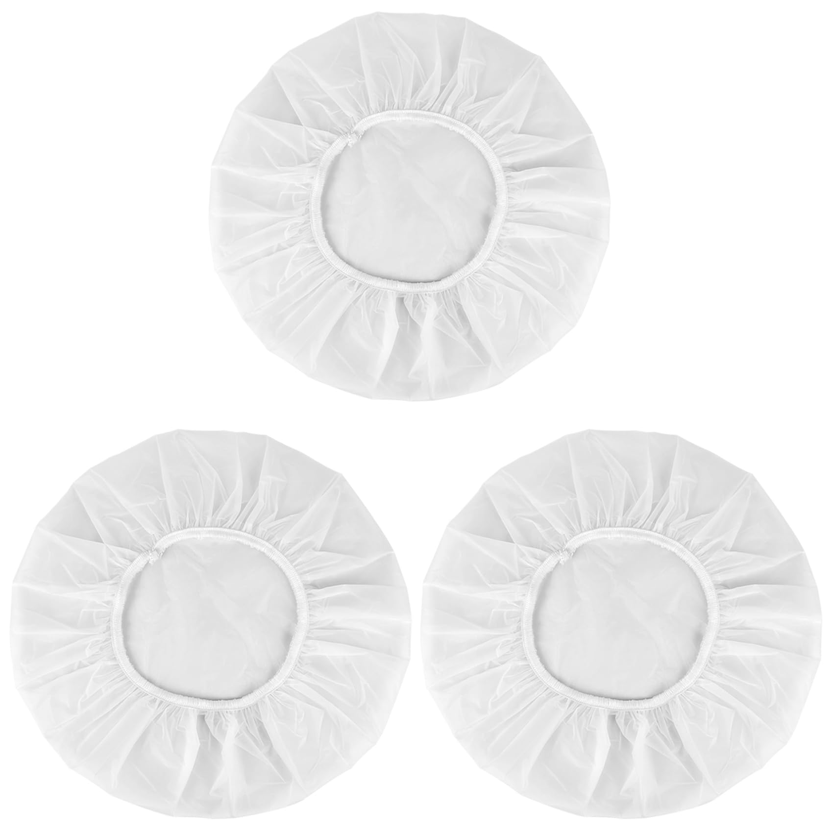 Kkuadcehi 3 Pcs Shower Cap, Disposable Shower Caps, Plastic Hair Caps, Shower Caps for Women Reusable Impermeable for Women Men (White)