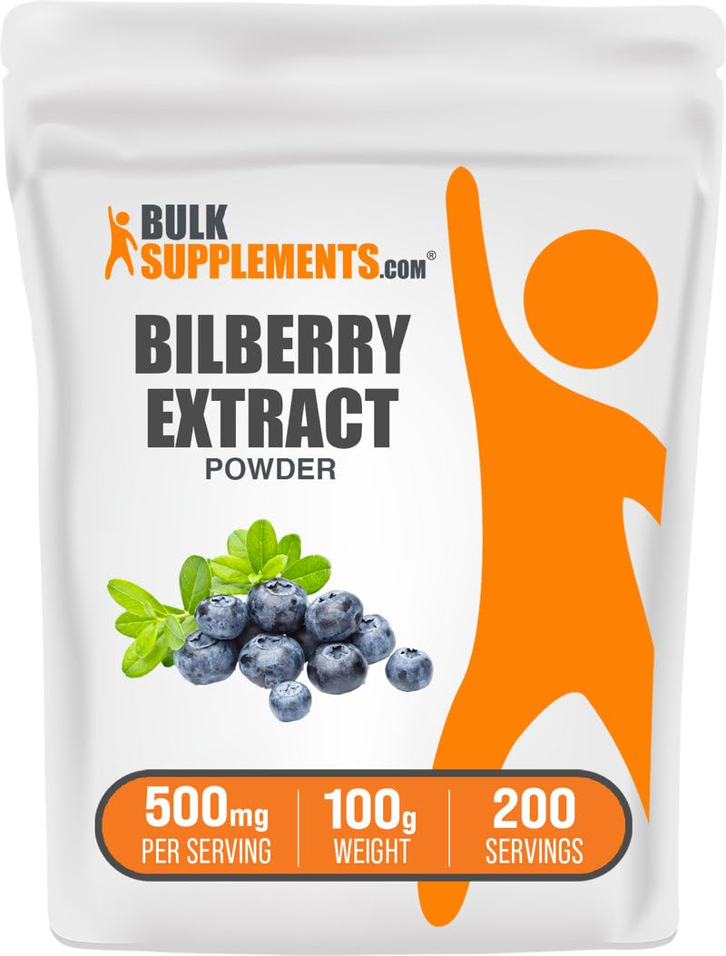 BulkSupplements.com Bilberry Extract Powder - Bilberry Extract Supplement, Herbal Supplement - Vegan & Glulten Free, 500mg per Serving, 100g (3.5 oz) (Pack of 1) 3.5 Ounce (Pack of 1)