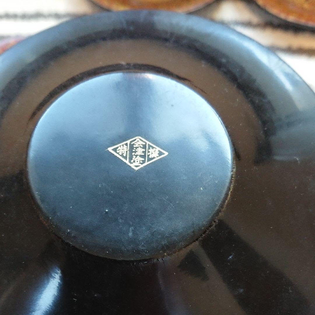 美品 漆塗り 会津塗り 茶碗 龍2客セット 美品 漆塗り 会津