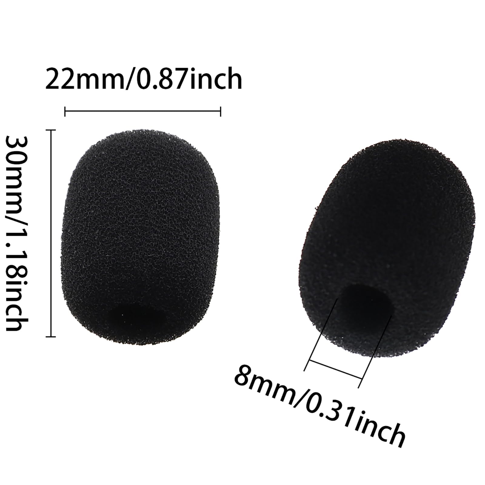 KKUANG 30PCS 30x22x8mm Black Portable Amplifier Foam Cover Clip on Speaker Headset Microphone Cover Headset Windscreen Fit Portable Amplifiers and Headset Microphones