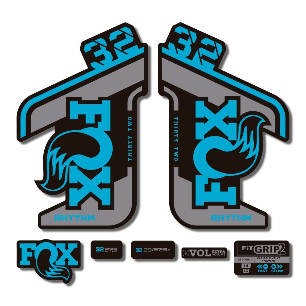 Autocollants Fox 32 Rhythm 2021 bleu clair pour réparer les graphismes rayés
