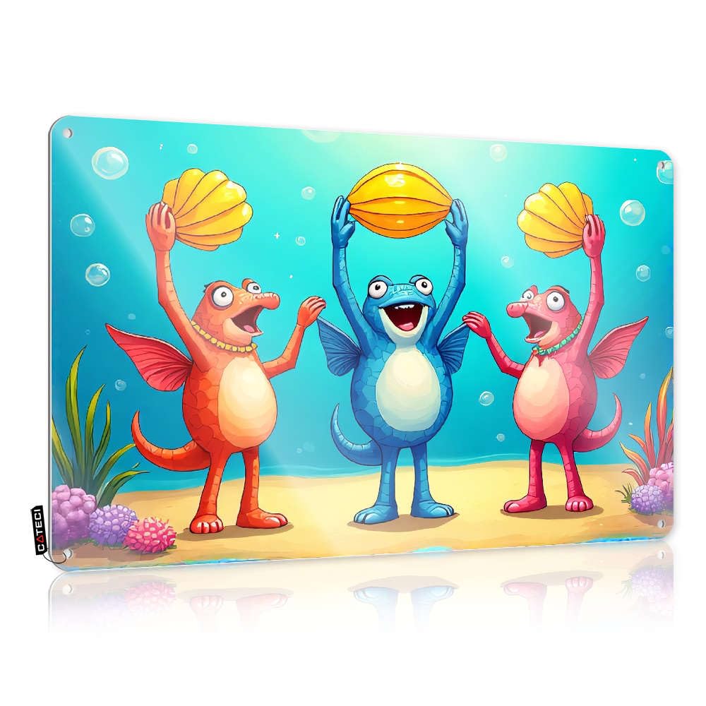 Three Colorful Creatures Holding Seashells Underwater. Best Man Gift Round - Statue Funny Wall Signs Wall Art Decoration(30X40CM)