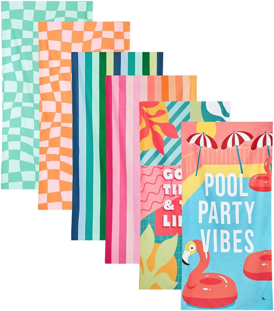 Dock & Bay Beach Towel - Quick Dry, Sand Free - Compact, Lightweight - 100% Recycled - Includes Bag - Pool Party Prepped - Set of 4 - Extra Large (200x90cm, 78x35)