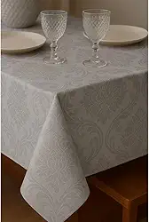 Toalha De Mesa Tecido Jacquard Retangular Durável e Elegante Lugares Luxo(6 Lugar 2,20x1,40,Cinza)