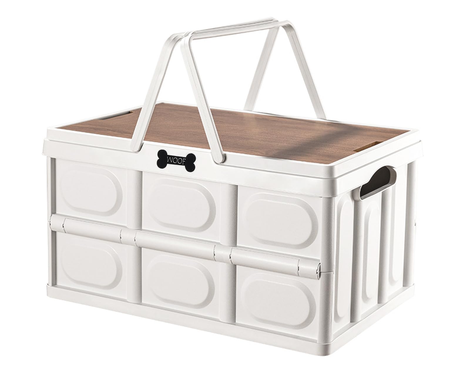 Morezi Outdoor dog toy box chew proof box storage in plastic foldable dog stuff organizer great for pet food organizing toys leashes clothing in outside beige