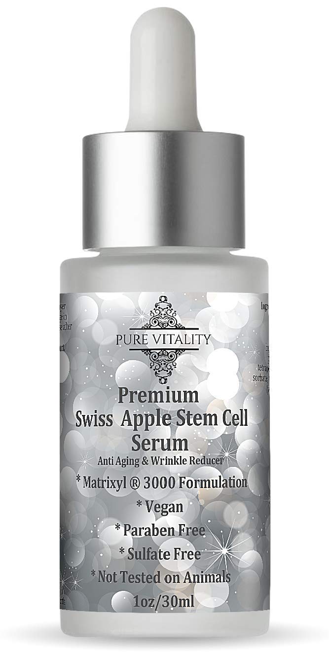 Two Blue Diamonds1oz Premium Swiss Apple Stem Cell w/Matrixyl 3000 Technology and Hyaluronic Acid Anti Aging Serum Reduce Wrinkles and Eye Puffiness Reducer Made in USA