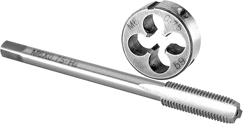 Vista 12 de Burkit M6 X 1 Juego de grifo y troquel, M6 x 1.0 Macho de rosca de máquina y troquel redondo mano derecha