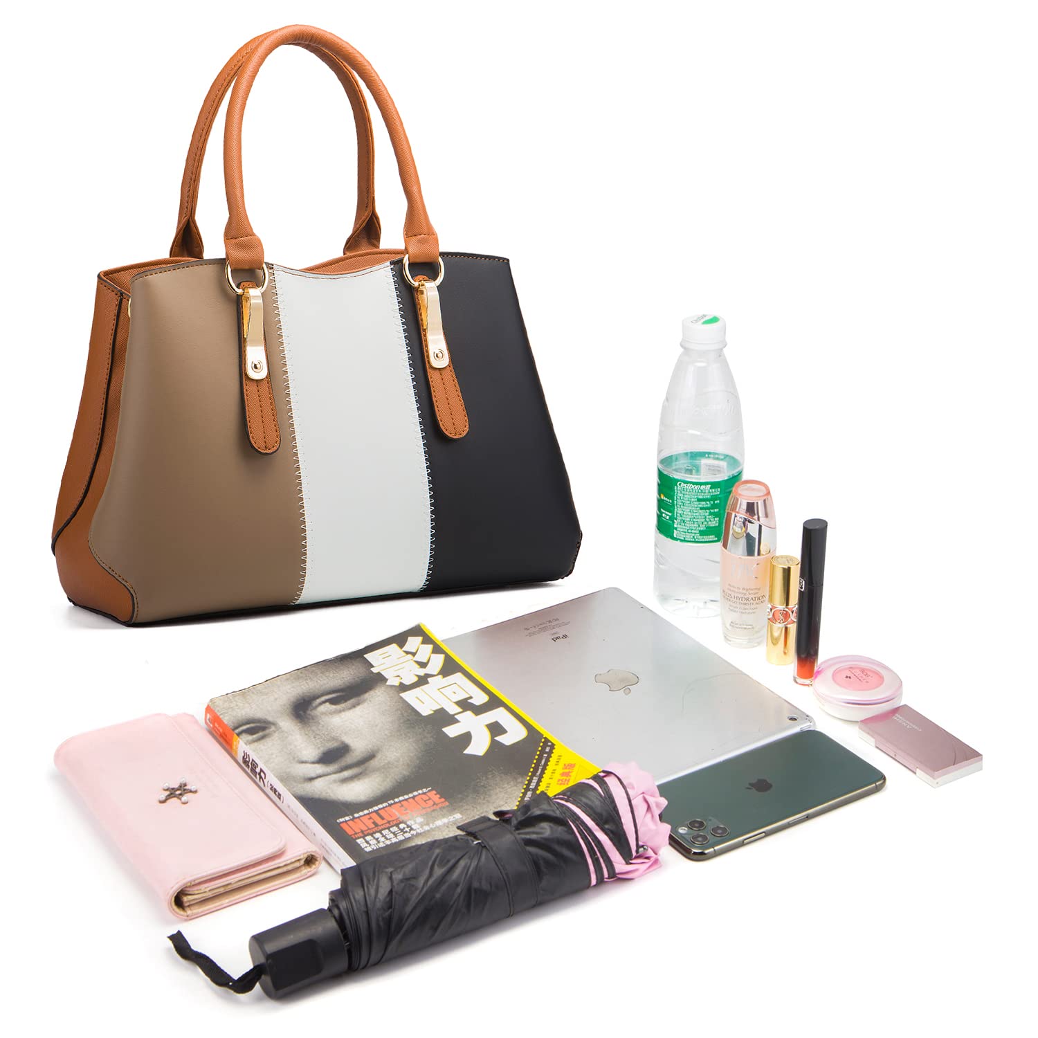 AioTio Bolsos de Mujer Grande Bolso de Hombro Bolso Bandolera Tote Bolso de Mano Cuero PU Conjunto de Bolsa Mujer Tarjetero Billetera 4pcs Set