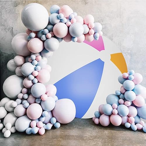 Miniatura 3 de Leyiyi Telón de fondo redondo de bola de playa de 3 x 3 pies, cubierta de poliéster para piscina, fiesta, verano, playa, decoración de bolas,