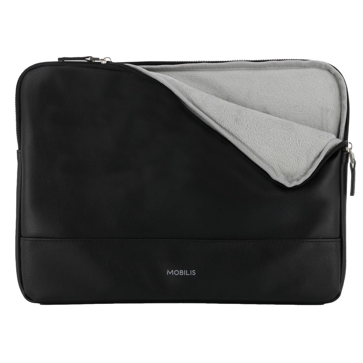 Mobilis Housse Universelle pour Ordinateur Portable jusqu'à 14", Etui en Simili Cuir Déperlant, Intérieur Douillet, Noir
