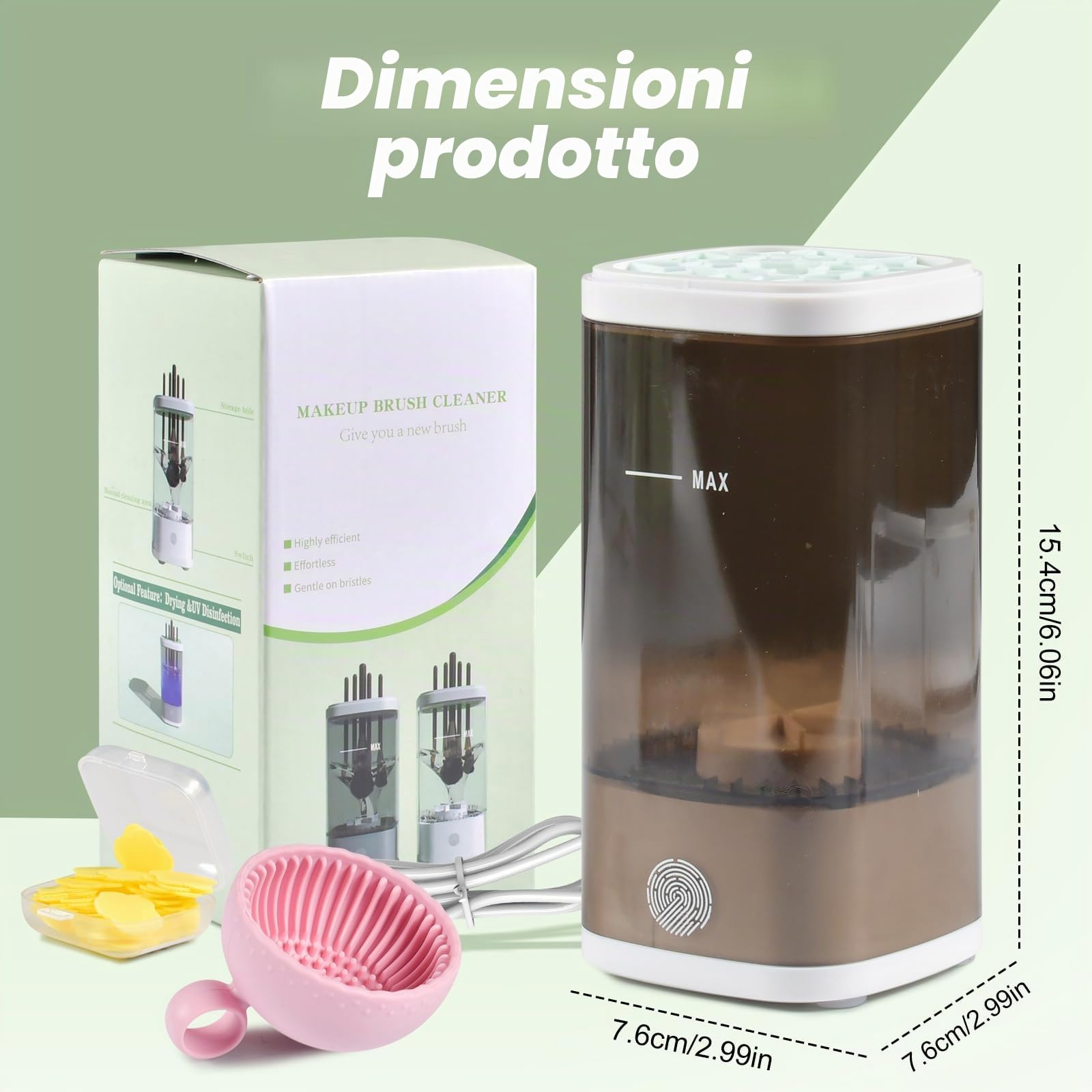 Funmo Detergente per pennelli da trucco, detergente per trucco, dispositivo per la pulizia dei pennelli, dispositivo di pulizia automatico USB, strumento per la pulizia di tutti i formati