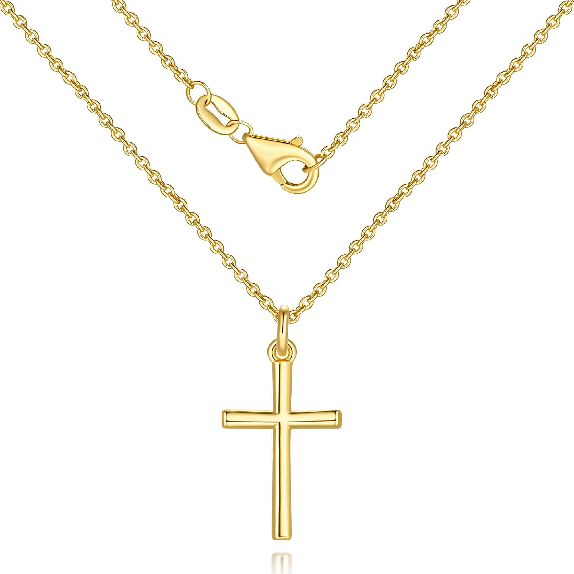 Gold Cross Necklaces for Women 14K Gold Cross Necklace for Women Cross Necklace for Women Cross Pendant Necklace for Women Smooth Lines and Timeless Charm Small Cross Chain for Women