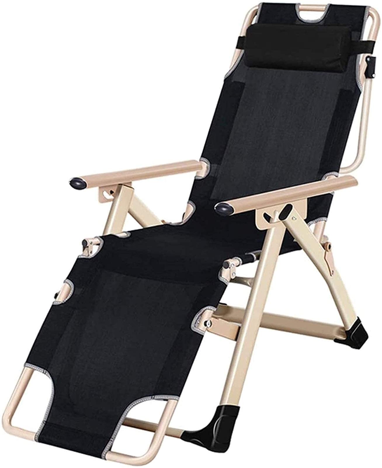 Chaise longue pliante et inclinable avec oreiller pour le jardin et la plage