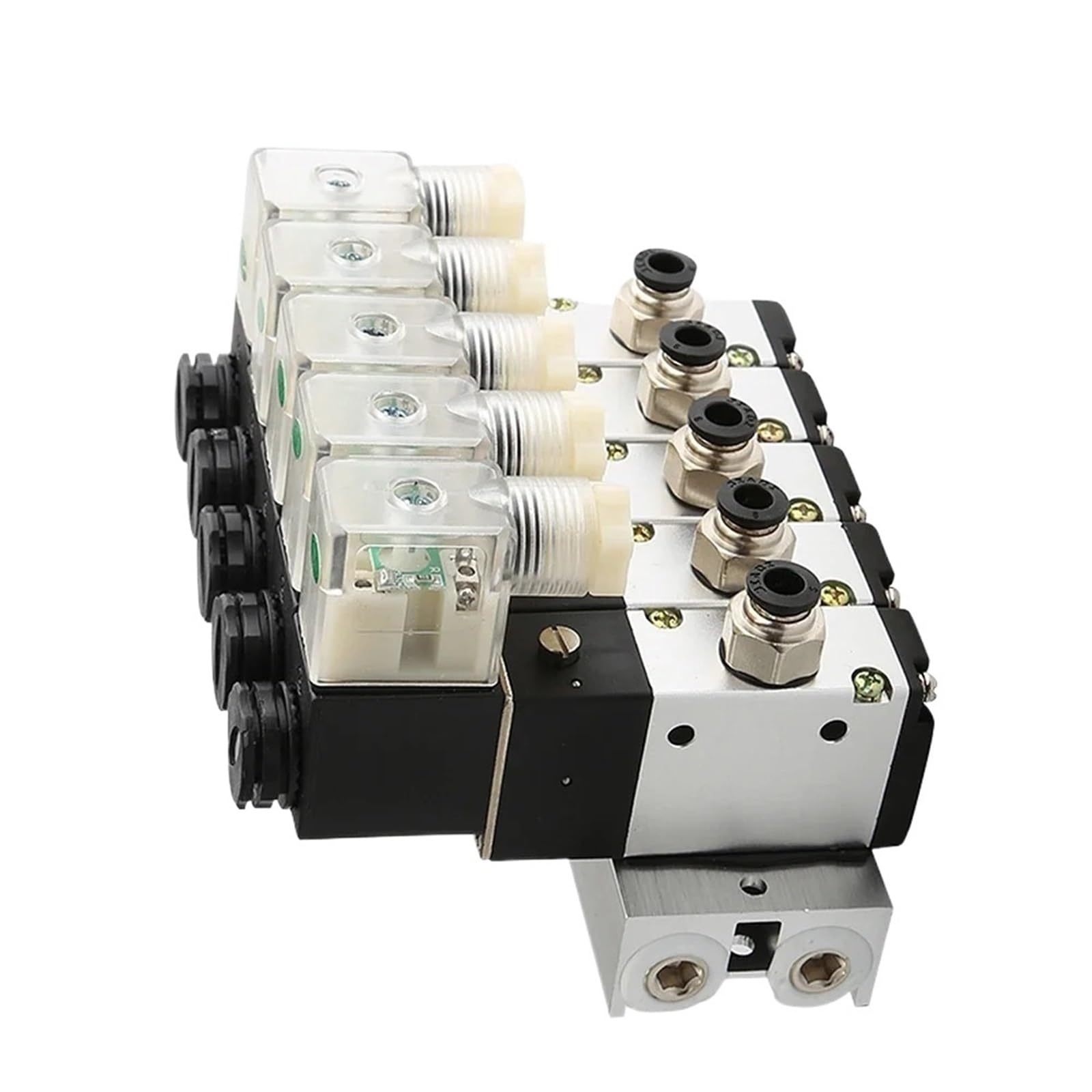 Bloque de electroválvula neumática 3V210-08, 220 V, 24 V, opción múltiple, con silenciador, base de montaje, colector, 2/3/4/5/6 filas, 3 puertos(2 Row 6mm fitting,AC220V)