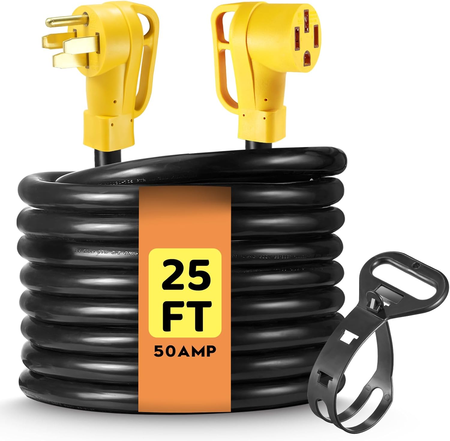 RV/EV Extension Cord Outdoor with Grip Handle, Flexible Heavy Duty Gauge 6/3AWG+8/1AWG 4 Prong25FT RV Power Cord Waterproof, NEMA 14-50P to 14-50R, ETL Listed