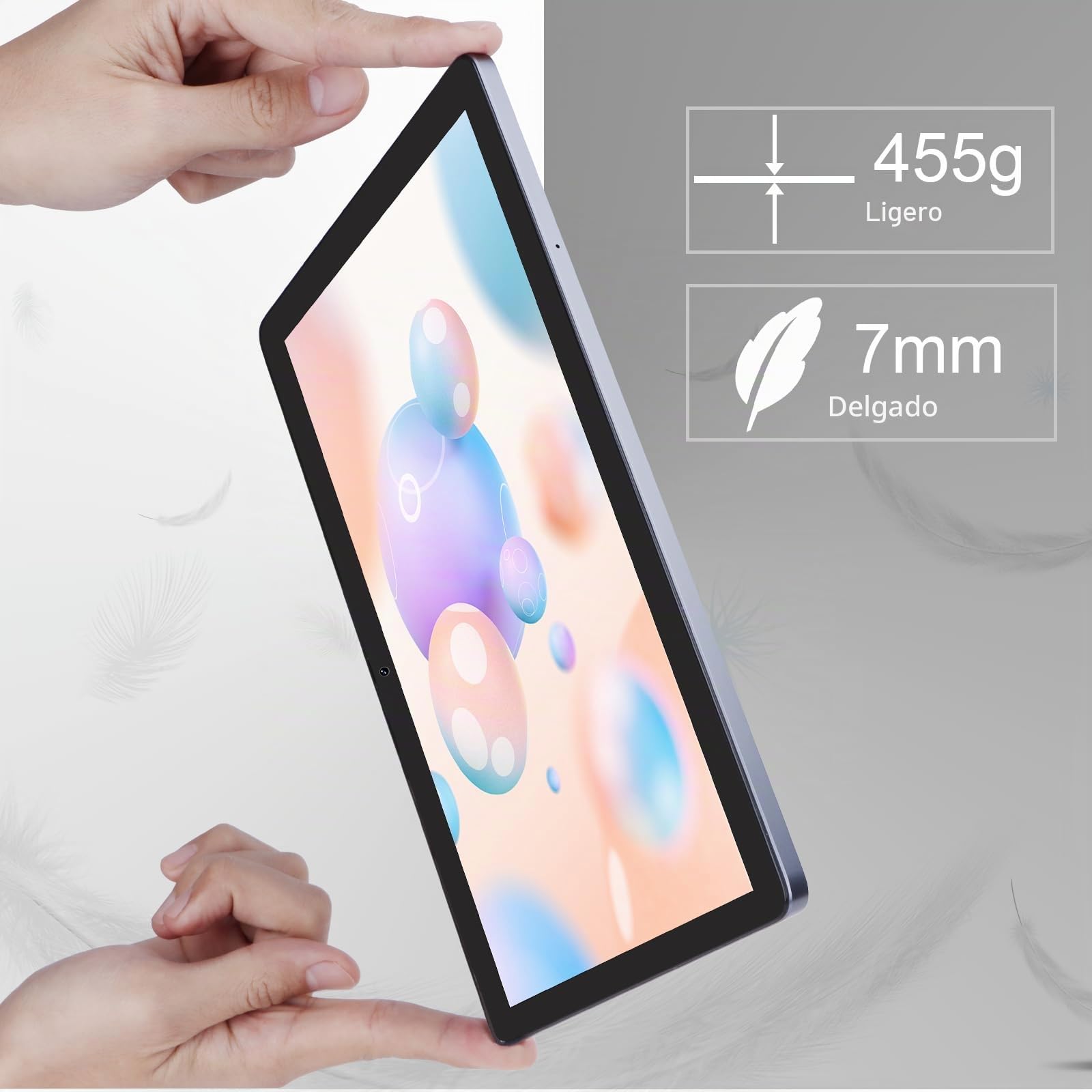 C idea Tablet 10 Pulgadas, Android 12 Tablets con Real 64 GB ROM+1 TB TF, Pantalla De IPS HD con Procesador De 8 Núcleos, Cámara Doble, WiFi(Gris)