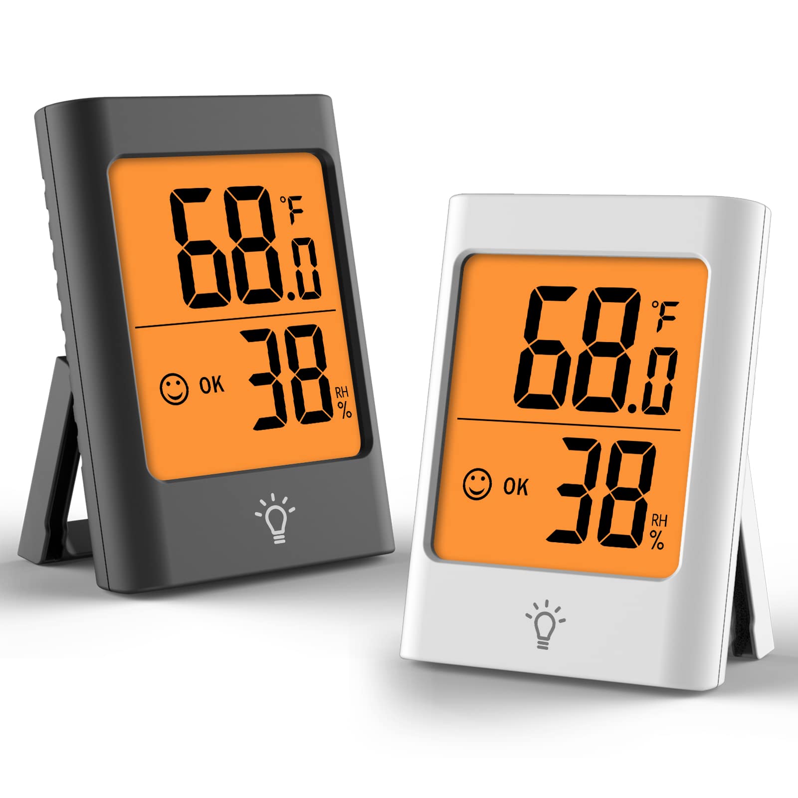 Indoor Thermometer for Home 2pack Hygrometer Humidity Meter Humidity Sensor with Backlight for Bedroom Greenhouse Garage