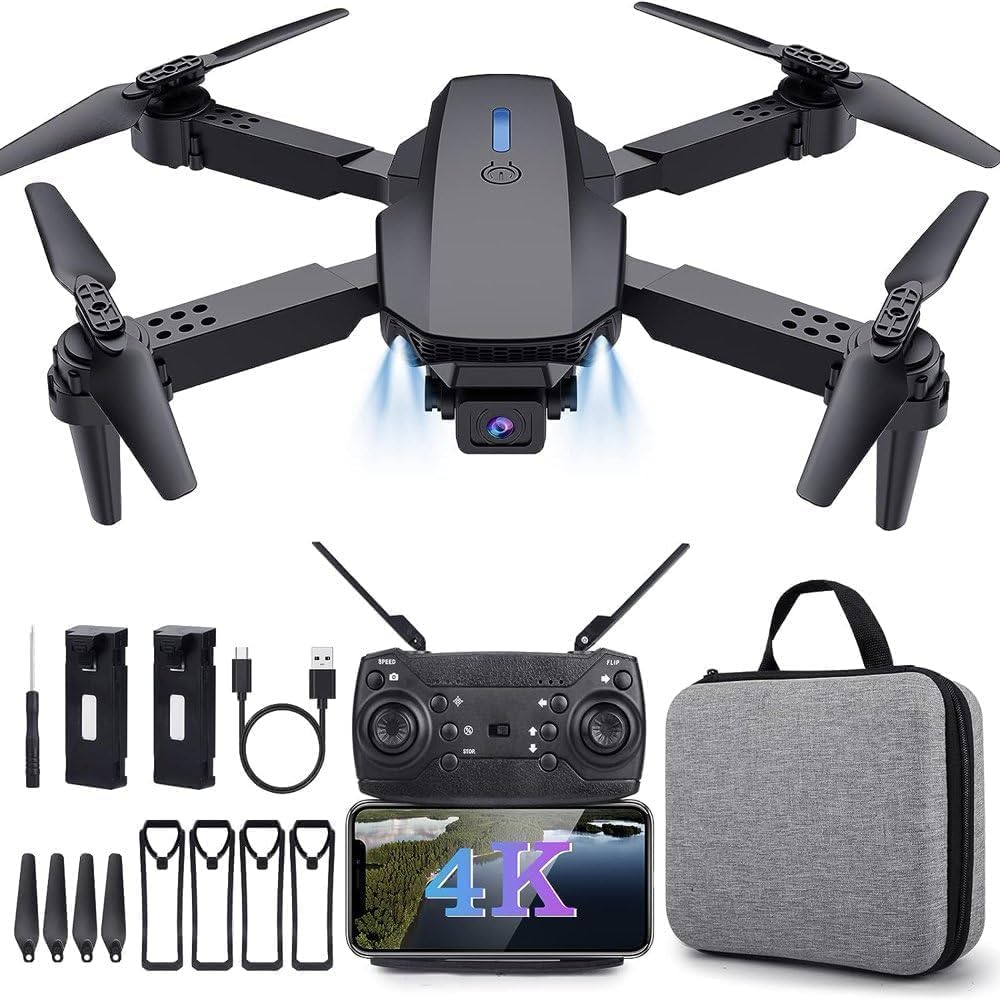 dRoNe wItH hD DuAl cAmErA BrUsHlEsS MoToR, oNe cLiCk tAkEoFf/lAnDiNg FlIp rOlLiNg gEsTuRe cOnTrOl wI-Fi cAmErA ReMoTe cOnTrOl -X DrOnE e88 pro-image-10