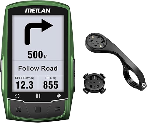 MEILAN Oval GPS Bike Computer Wireless, Bluetooth ANT+ Bicycle Odometer and Speedometer Waterproof Rechargeable Cycling Computer with 2.4 Inch LCD