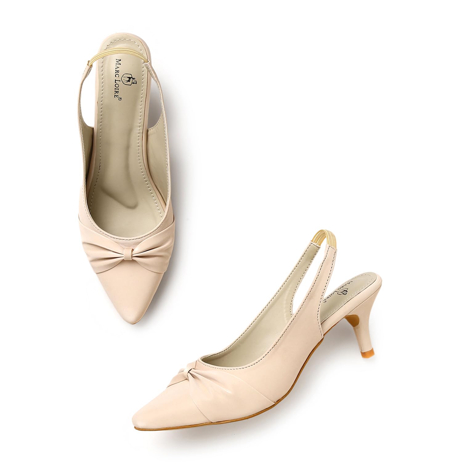 Women Slip on Embellished Pointed Toe Kitten Heel Pumps for Party & Formal Wear