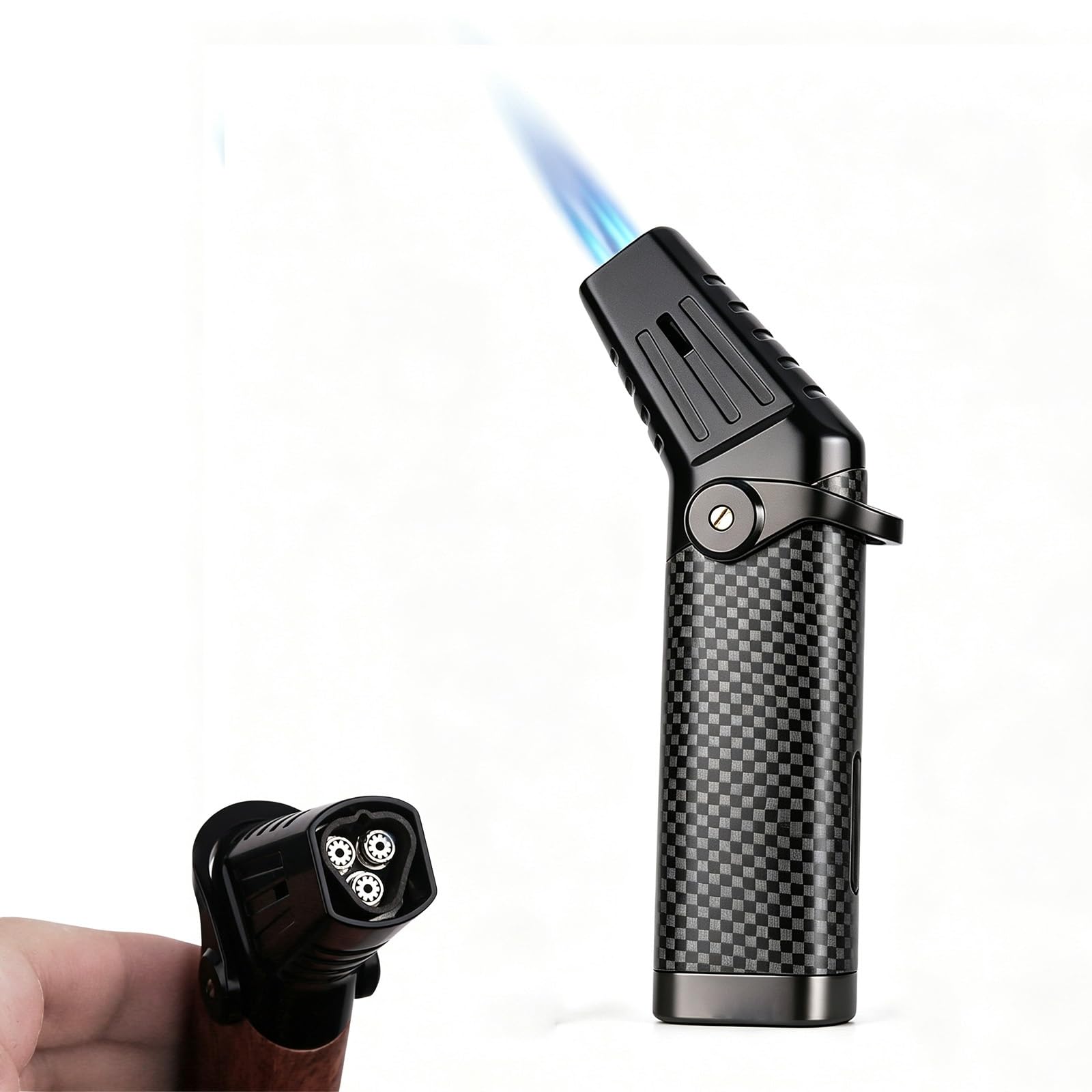 Jhcydm Metallic2 Metal Three-Flame Torch Lighter, Windproof Butane Lighter