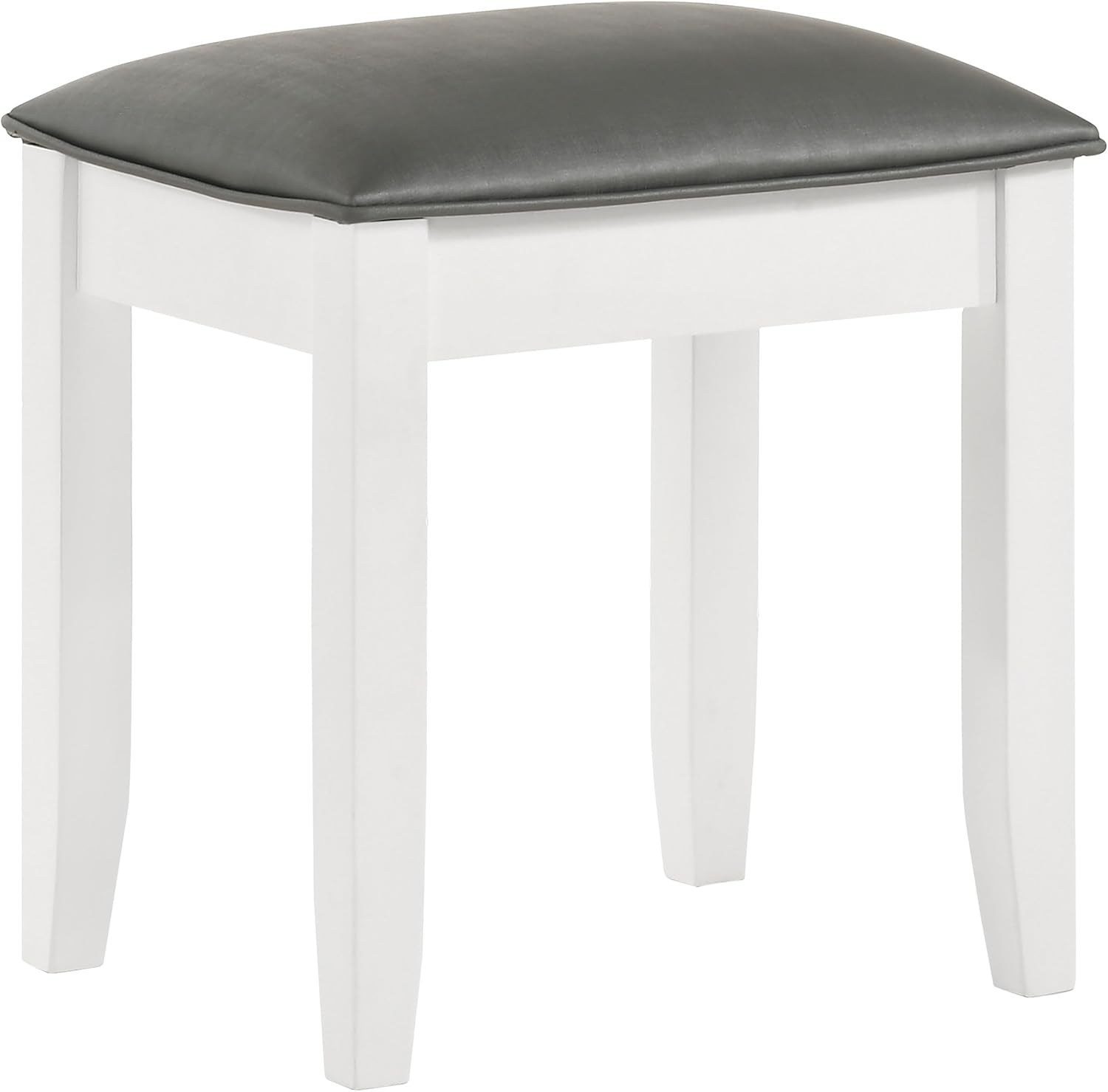 Coaster Home Furnishings Barzini Modern Classic Metallic Grey Faux Leather Upholstered Vanity Desk Stool Metallic 205897STL