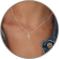 Dainty 925 Sterling Silver Cross Necklace for Women, 16-18" Adjustable Chain, Minimalist Faith Jewelry Gift for Her